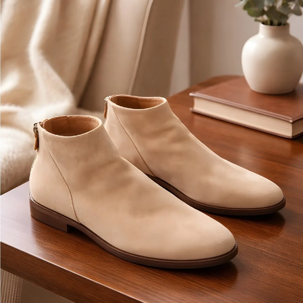 gentle souls Taupe Suede Ankle Booties - Picture 4 of 9